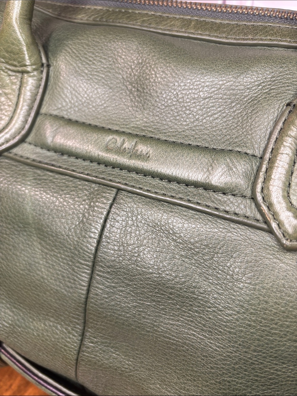 π₯Cole Haan Vintage green leather satchel with a structured, top handle design - Picture 4 of 16